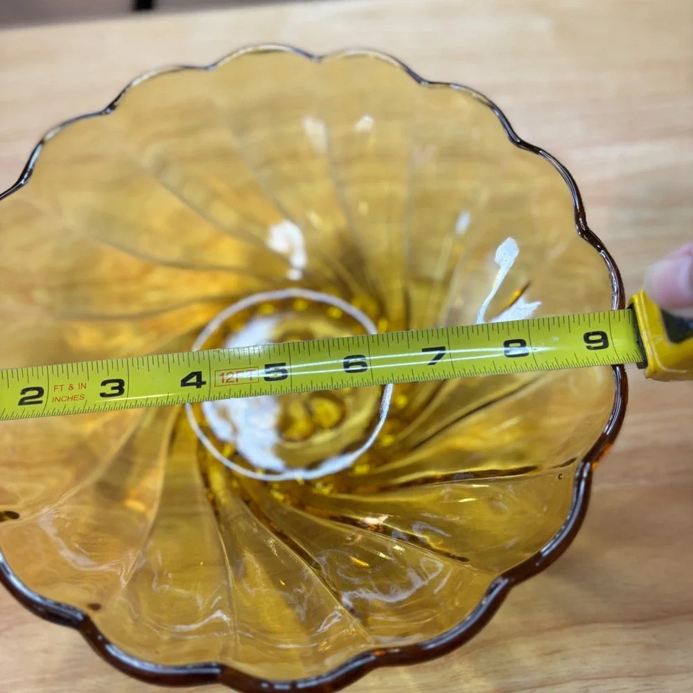 Hazel Atlas‎ Seashell Bowl 9inAmber Capri Swirl MCM Vintage
